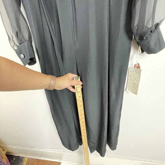 Vintage EXPO Petite Black Jewel Button Wide Leg Jumpsuit NWT Size 2 Made in USA - Picture 12 of 12